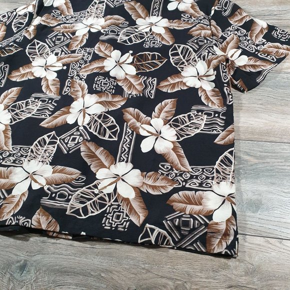 Island Shores Mens Large Short Sleeve Shirt Hawaiian Floral Vacation Beach Poly - Picture 7 of 8
